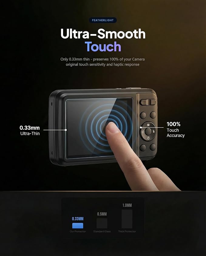 iDaPro Screen Protector for Kodak PIXPRO FZ45/FZ55/FZ43, 9H Tempered Glass | 3-Pack + ABS Box. 9H Hardness, Anti-Scratch, Anti-Bubble, HD Clarity, Anti-Fingerprint, Easy Install - Image 6