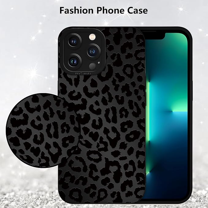 Cute Black Cheetah Print Phone Case for iPhone 13 Pro Max 6.7" | Aesthetic Leopard Pattern Design Cover Full Camera Lens Protective Shockproof Soft Slim TPU Funda for Men Women Girls - Image 6