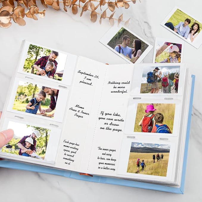 Veicevol 180 Pockets Photo Album for Fujifilm Instax Mini Camera, Blue | Photo Album with Writing Space for Polaroid, Leather Cover, Secure Storage, Capture Every Story, Collect Precious Moments - Image 8