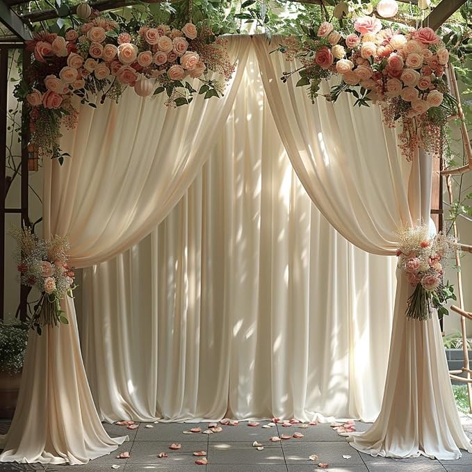 ESGOTBME 40x10ft Wrinkle Free Ivory Backdrop Curtain for Parties Soft Polyester and Nylon Fabric Drapes Wedding Birthday Party Decorations Background for Photography 5x10ft,8 Panels - Image 7