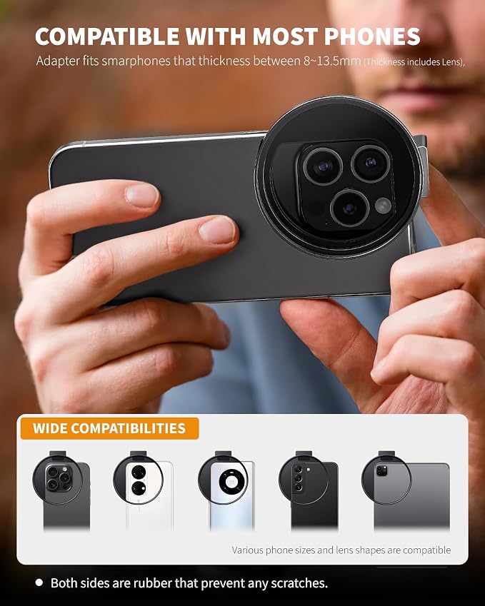 72mm Phone Filter Mount Lens Filter Adapter with Cold Shoe Mount, Compatible with 72mm Round Camera Filters, Compatible with iPhone 17 16 15 14 13 12 11 10 Pro Max Plus Samsung Galaxy S24 Ultra - Image 2