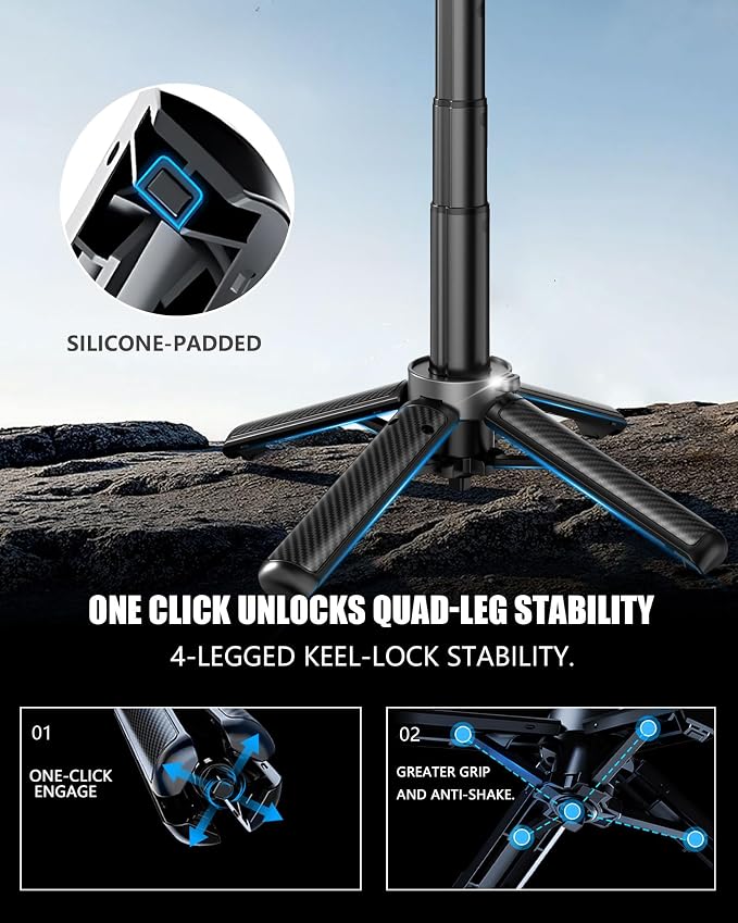 Pocket Phone Tripod, 3-in-1 Portable Selfie Stick Tripod with Remote, 360° Rotation Cell Phone Tripod Stand, Extendable Mini Tripod for iPhone Android Phones (Clip Mount) - Image 5