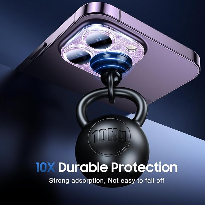 UniqueMe for iPhone 14 Pro Max/14 Pro Camera Lens Protector-Glitter Purple | 3 Pack-Acrylic, Not Glass, Case Friendly, Scratch-Resistant, Night Shooting Mode - Image 2