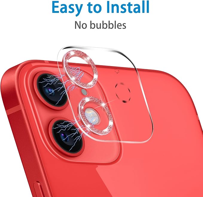 Dengduoduo 3 Pack Tempered Glass Camera Lens Protector for iPhone 12 6.1" Bling Glitter Sparkle, Ultra HD, 9H Hardness, Anti-Scratch, Case Friendly, Easy to Install [No Affect on Night Shots] - Image 5