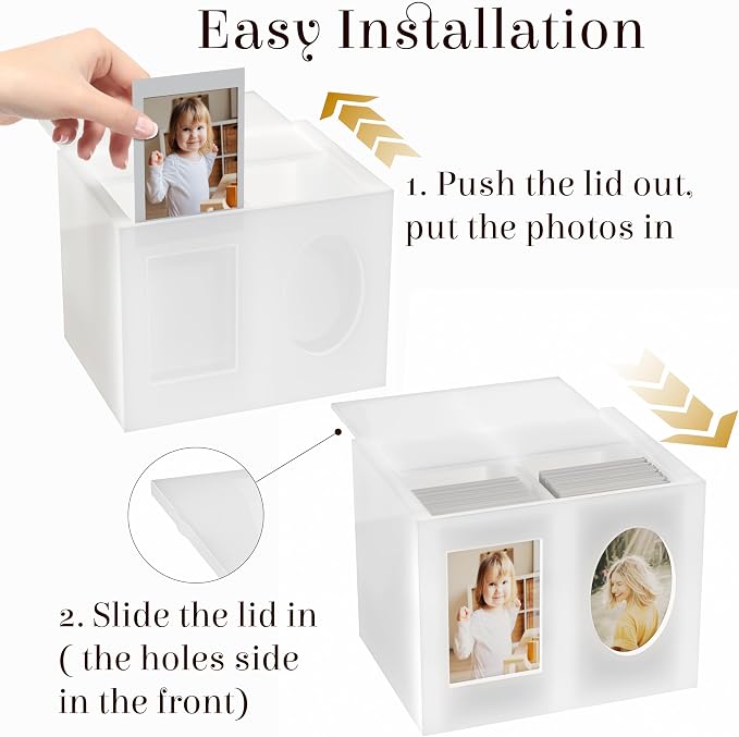 Mini Polaroid Frame & Photo Storage Box for Fujifilm Instax Mini Polaroid Film, 2”x3” Instax Film Frame for Photos, Small Picture Display Organizer Box with Sliding Lid, Acrylic Photos Album - Image 6