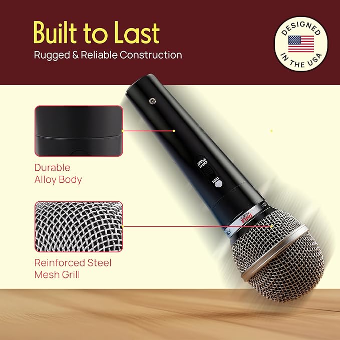Pyle 3 Piece Professional Dynamic Microphone Kit Cardioid Unidirectional Vocal Handheld MIC with Hard Carry Case & Bag, Holder/Clip & 26ft XLR Audio Cable to 1/4'' Audio Connection (PDMICKT34),Black - Image 5