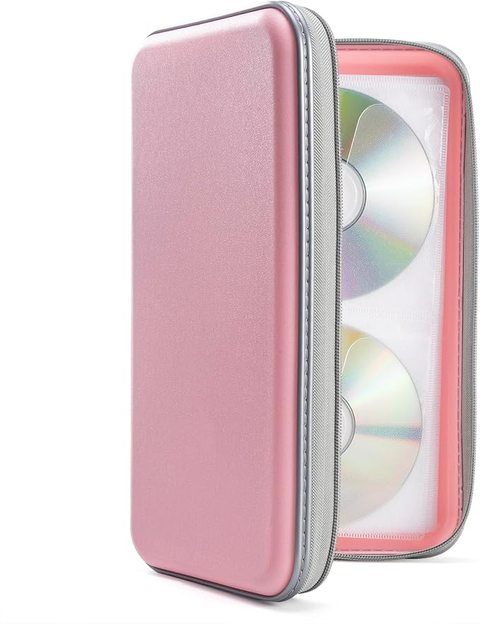 UENTIP CD Case,96 Capacity Hard Plastic DVD Case Holder for Car Home Travel | CD DVD Storage,Zipper Closure,Scratch-Resistant Sleeves,Stay Away Dust and Damp,Storage Music Video Gaming Discs Blu-ray by UENTIP