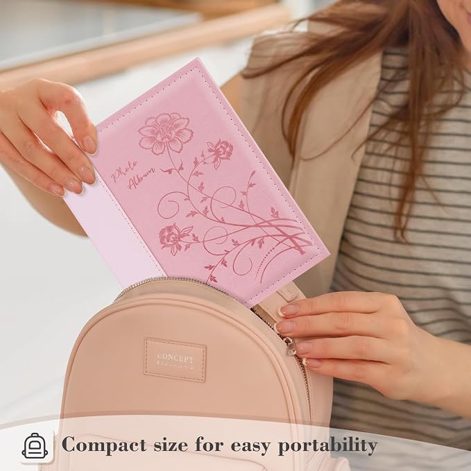 Artmag Photo Album 5x7 Clear Pages Pockets Leather Cover Slip Slide in Photo Album Book Holds 100 Vertical 5x7 Photos Picture Book for Wedding Family (Pink) - Image 6