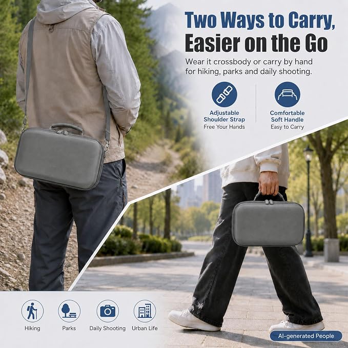 Camera Case for Canon EOS Rebel T7/R50/R100/for Sony a7iv/Mirrorless | EVA hard shell, Oxford fabric, 4 adjustable dividers and 3 mesh pockets for camera travel and home storage-Grey (Case Only) - Image 4