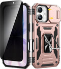 VEGO for iPhone 17 Case with Camera Cover & Privacy Screen Protector | Slide Camera Cover & Ring Kickstand Military Grade Heavy Duty Protection Cover for iPhone 17 5G 6.3 Inch - Rose Gold by VEGO