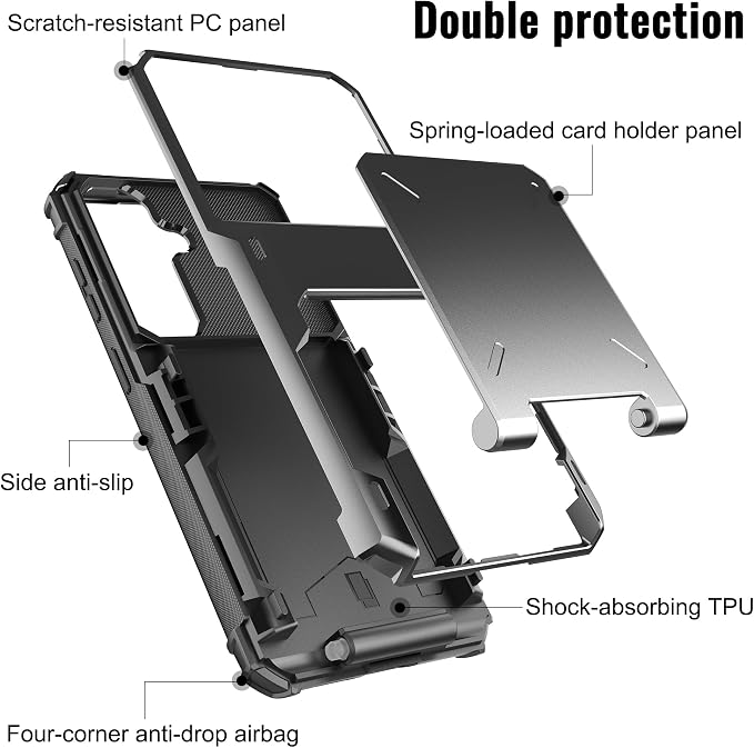 Foluu Wallet Case for Samsung Galaxy S26 with Card Holder, 5 Credit Hidden Card Slot Flip Cover Dual Layer Protective Hard PC Back & Soft TPU Bumper - Stylish Case for Galaxy S26 2026 (Gray) - Image 3