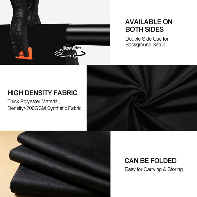 6x10 Ft Black Backdrop for Photography Background, Studio Background for Portraits, Product Shoots, Vedio, Chromakey Black Screen for Streaming Live, Party, Zoom Meeting - Image 3