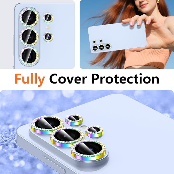 for Samsung Galaxy S26 Ultra Camera Lens Protector, Individual Metal Ring Tempered Glass Lens Cover, [Strong Adsorption] Scratch Resistant Ultra-Thin HD Clear Lens Cover,1 SetColorful Diamond - Image 8