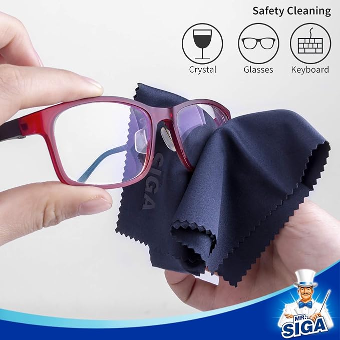 MR.SIGA Microfiber Glasses Cleaning Cloth, Spectacle Cleaner Cloth, 6 Pack | Microfiber Cleaning Cloths for Lens, lint free glasses cloth for camera, screen, glasses lens cleaner, 15 x 18 cm(6 x 7 inch) - Image 4