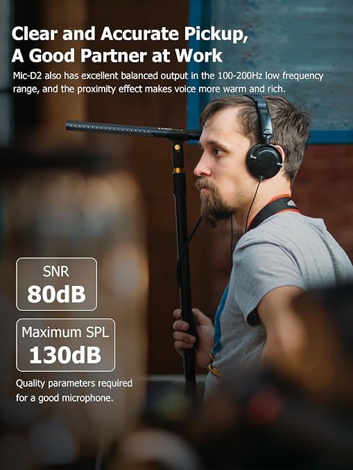 SYNCO Shotgun Microphone D2 Hyper Cardioid XLR Condenser Mic | Rode Shotgun Mic, Directional Condenser Audio Recording Pickup, for DSLR Cameras, Film Interview, ENG/EFP Video Creators - Image 6