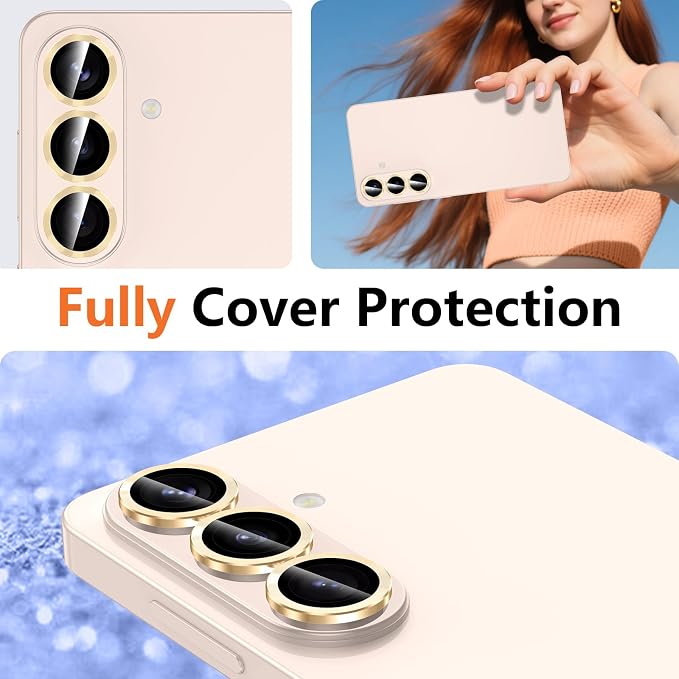 for Samsung Galaxy S26 Plus Camera Lens Protector, Individual Metal Ring Tempered Glass Lens Cover, [Strong Adsorption] Scratch Resistant Ultra-Thin HD Clear Lens Cover, 1 Set-Gold - Image 7