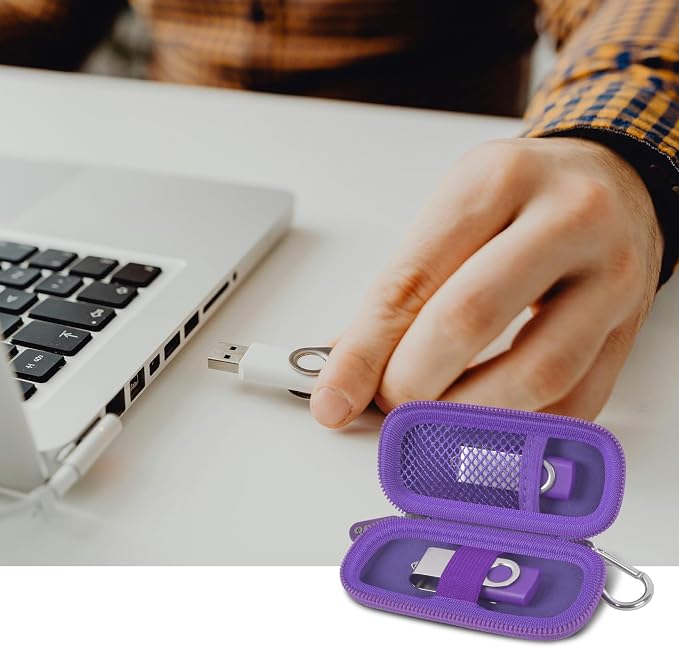 USB Flash Drive Case, SD Card/Thumb Drive/Memory Cards Holder, Bag Only | SDXC/SDHC Storage, Electronic Accessories Organizer for SanDisk / for Samsung, for Students/IT/Office/School/Travel, Purple - Image 9