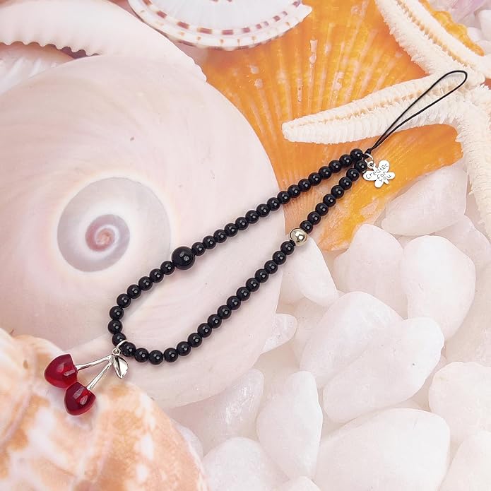 cioatu Phone Charms Cute Cherry Butterfly Cell Phone Lanyard Strap Wrist Strap for Bag Airpods Camera Pendants Decor - Image 2
