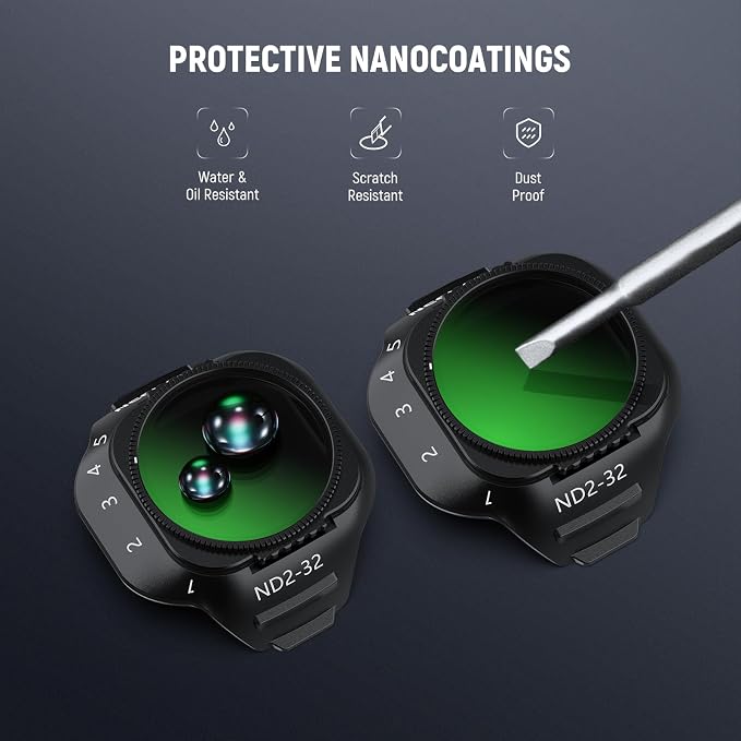 NEEWER Variable ND Filter Compatible with DJI Mini 5 Pro Drone, Snap On Adjustable Neutral Density (ND2-32, 1-5 Stops) Lens Filter Multicoated Optical Glass Aerial Camera Photography Accessories - Image 7