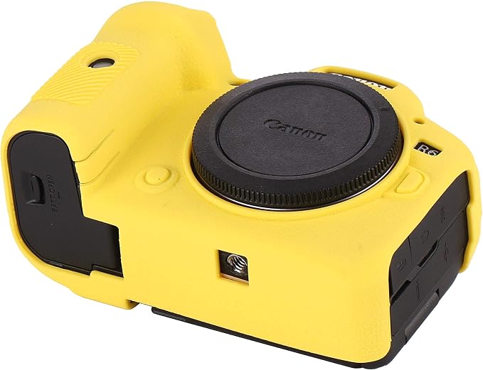 Camera Case for Canon R6 R6II - Silicone Protective DSLR Skin Cover, Detachable Cage, Shockproof, Dustproof (Yellow) - Image 9