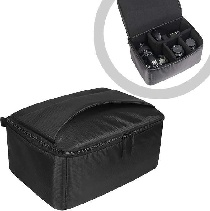 Waterproof Camera Case Bag Insert Partition PaddedAnti-shock Lens Pouch for SLR SLR Canon Nikon Sony Camera Lens and Accessories (Large) by AYVANBER