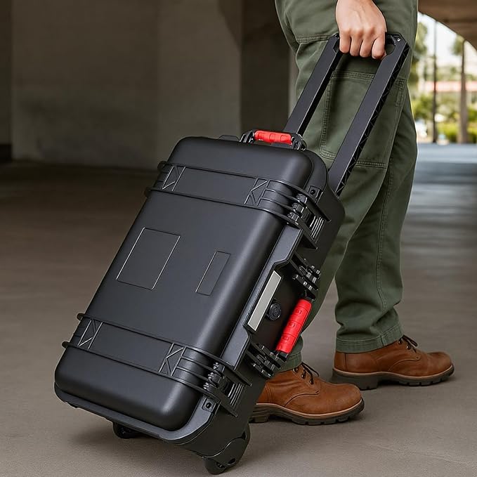 Relaxweex Rolling Camera Hard Case with 15 Padded Dividers & Wheels | Impact-resistant, Protective, Waterproof, Hard Shell Travel Case for Cameras, Lenses & Accessories, 22 x 14 x 9 Inch, Black - Image 7