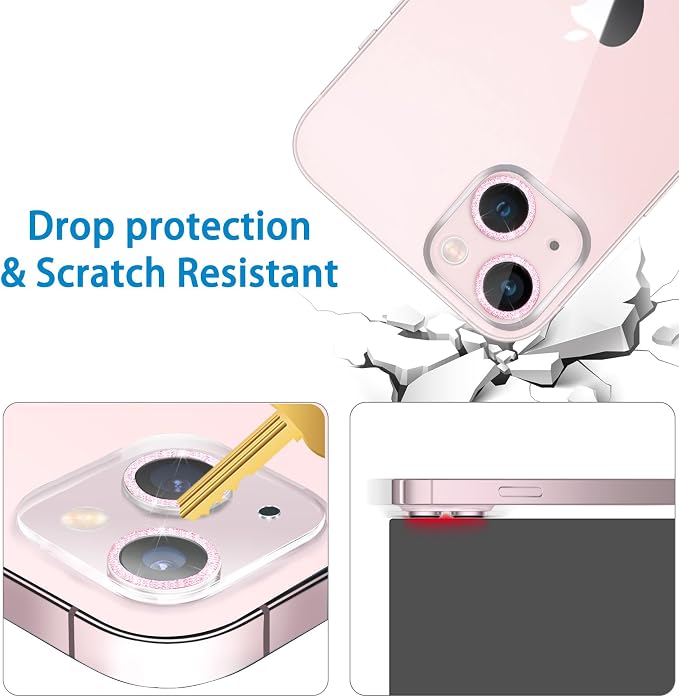3 Pack Dengduoduo Tempered Glass Camera Lens Protector for iPhone 13 6.1" & iPhone 13 Mini 5.4", Bling Glitter Sparkle Ultra HD, 9H Hardness, Anti-Scratch, Case Friendly, Easy to Install [No Affect on Night Shots] - Image 4