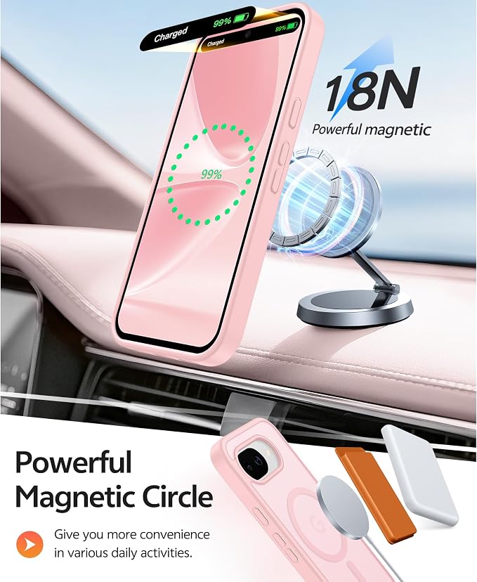 FNTCASE for Google Pixel 10a Case, Fit for Magsafe, with Screen Protector | Translucent Matte Magnetic Back, 14FT Military Grade Drop Protection, Slim Shockproof Protective Phone Cover, Light Pink - Image 3