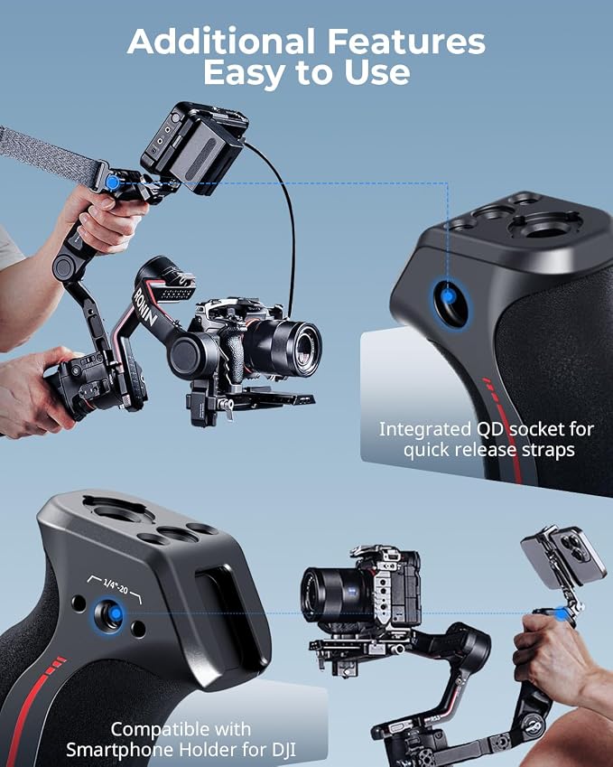 SmallRig Sling Handle Gimbal Handgrip for DJI RS, 180° Adjustable Grip | for DJI RS 2 /RSC 2 /RS 3 /RS 3 Pro /RS 3 Mini /RS 4 /RS 4 Pro /RS 4 Mini /RS 5, for Low Angle Shots, with QD Socket - Image 8