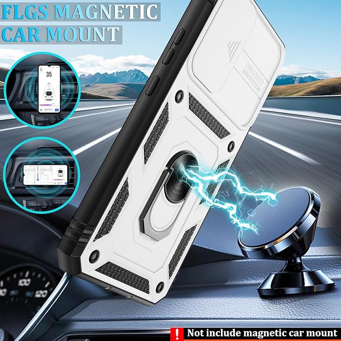 Gritup for Samsung Galaxy S22+ Plus Case with Screen Protector*2, Galaxy S22 Plus Case Build in 360° Rotating Ring Kickstand, Military Grade Protective Case for S22 Plus Phone, White+Black - Image 7