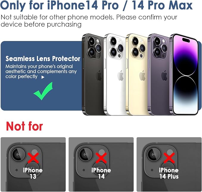 FanTEK Camera Lens Protector Compatible with iPhone 15 Pro / 15 Pro Max, 9H Tempered Glass Camera Screen Cover, Ultra HD Clear Acrylic Full Coverage Guard, Case Friendly - Image 2