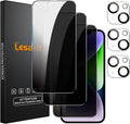 Lesakit 3+3 Pack Privacy Screen Protector for iPhone 14 Plus 6.7-Inch with 3 Pack Camera Lens Protector, Anti Spy Tempered Glass Film 9H Hardness Bubble Free Case Friendly by Lesakit