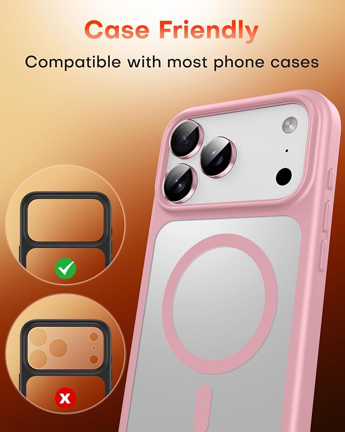 TOCOL Camera Lens Protector for iPhone 17 Pro Max/iPhone 17 Pro Tempered Glass HD Individual Scratch Resistant Camera Cover Accessories Case Friendly 2 Pack（Pink） - Image 7