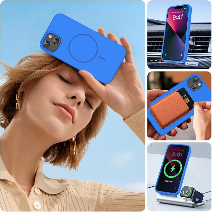 Miracase Silicone & Magnetic for iPhone 13 Case, Mediterranean Blue | Compatible with MagSafe, Soft Microfiber Lining, Premium Silicone Cover Shockproof Drop Protection Phone Case for 13 - Image 5