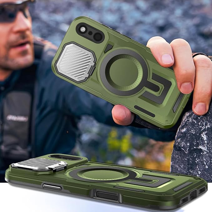 Camera Stand Case for iPhone 17 Pro, [Compatible with MagSafe] [Lens Cover] 2025 Version Military Grade Protective Soft Case for iPhone 17 Pro 6.3 inch Men Women, Green - Image 7