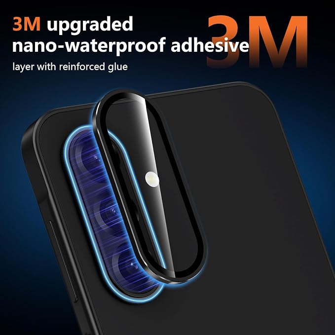 for Samsung Galaxy A36/A56 Camera Lens Protector, Individual Metal Ring Tempered Glass Lens Cover, [Strong Adsorption] Scratch Resistant Ultra-Thin HD Clear Lens Cover, 1 Set-Black Ring - Image 4