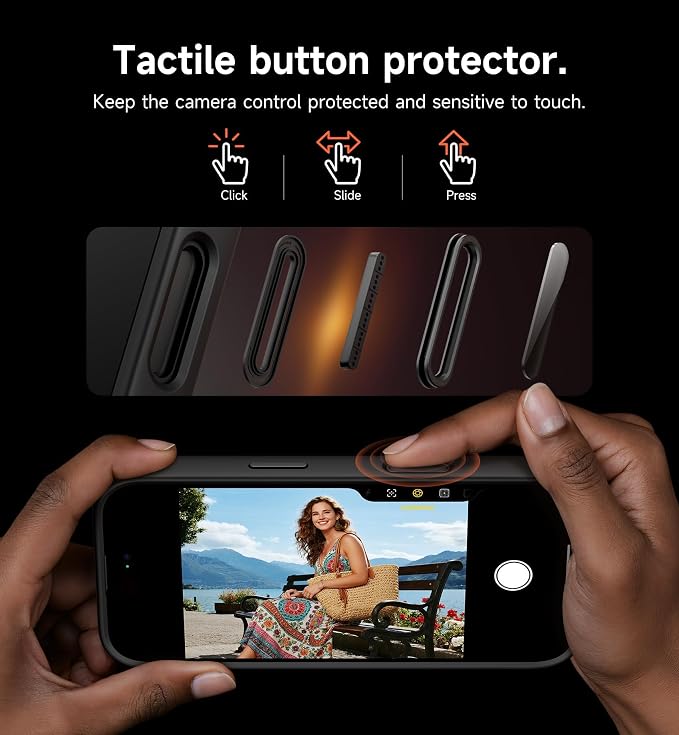 SURITCH for iPhone 17 Pro Case with Camera Control Cover, Camera Cover and Adjustable Kickstand, Compatible with MagSafe, Shockproof Bumper Protective Cases 6.3 Inch, Black - Image 6