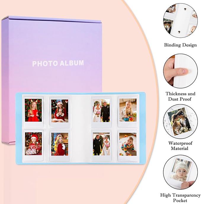 320 Pockets Photo Album for Polaroid 2x3" & Instax Mini Photos, Blue | Gift-Ready Packaging, Beautiful Photo Book, Safely Keep Your Wedding-Anniversary-Birthday-Travel Memories or Mini Cards - Image 3