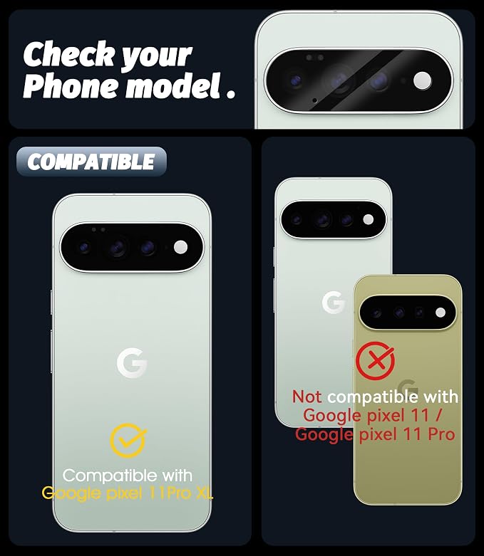 Orzero (5 Pack Camera Lens Protector Compatible for Google Pixel 11 Pro XL, Protector de Cámera Tempered Glass 9H Precise Camera Cutouts Anti-Scratch Does Not Affect Night Shots and Flash - Image 2