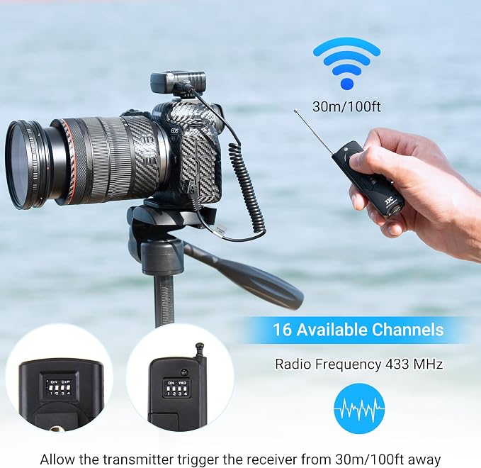 JJC Wireless Remote Control Shutter Release for Canon EOS Rebel T7 T6 T5 | for EOS R50V R6 V R6 Mark III II R7 R8 R10 R100 RP R T8i T7i T6i T6s T5i T4i SL3 SL2 2000D 70D 77D 80D 90D M6 Mark II & More - Image 3