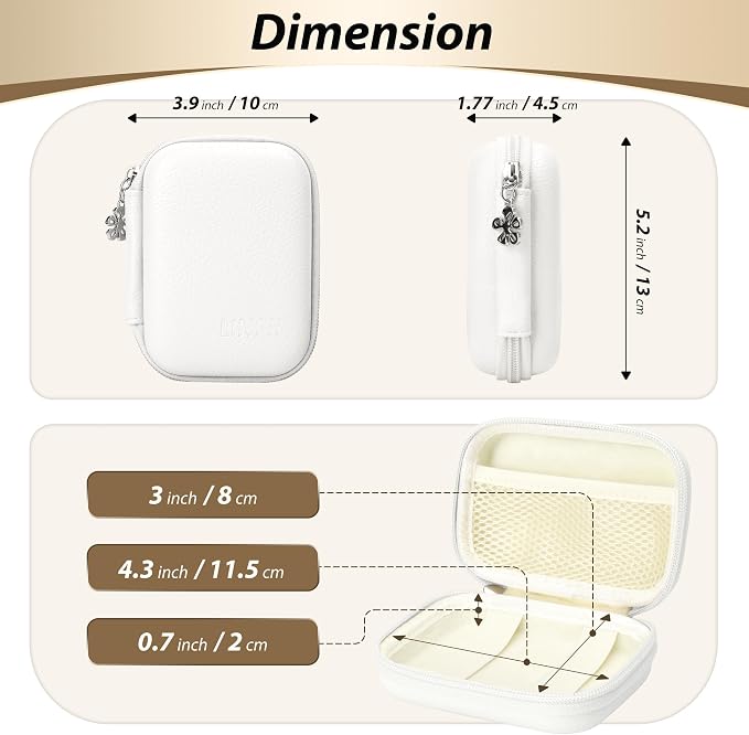 Digital Camera Case for KODAK PIXPRO FZ55/FZ45, Case Only, White | Fits CAMKORY DC403 and Canon PowerShot ELPH 360 HS Compact Digital Cameras, Small Hard Shell Camera Pouch with Mesh Pocket - Image 2
