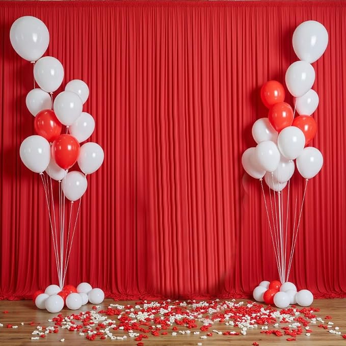 10 Panels 5x10ft Red Backdrop Curtains for Parties, Wrinkle Free Red Photo Backdrop Drapes Back Drop Cloth Drapery for Wedding Birthday Photography Baby Shower Background Decor - Image 7