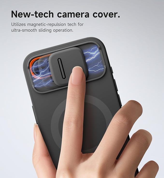 SURITCH for iPhone 17e/16e Case with Magnetic Camera Slide Cover and Adjustable Kickstand, Compatible with MagSafe, Shockproof Bumper Case Slim Protective Cover 6.1 Inch,Black - Image 4
