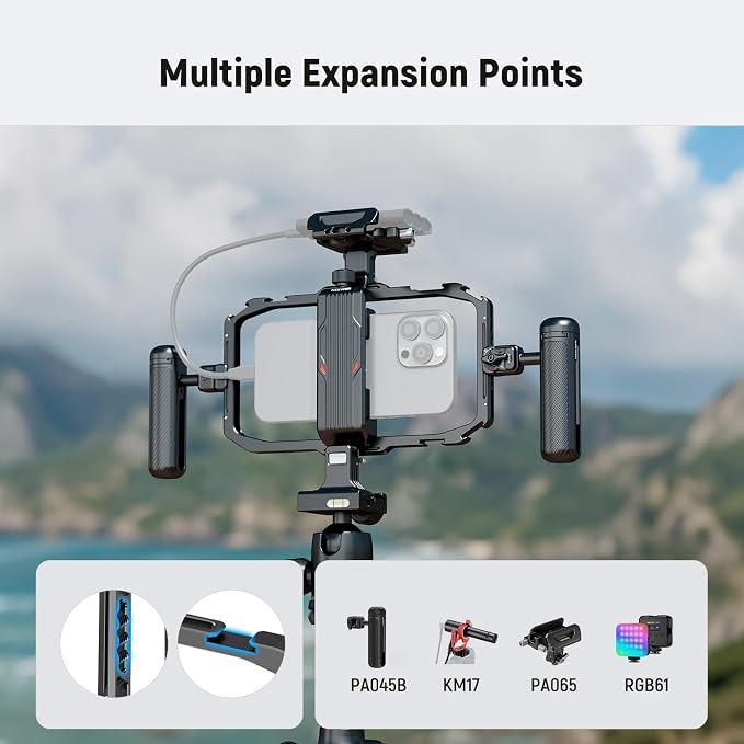 NEEWER Universal Phone Cage, Smartphone Video Rig with Quick Release Mounts Cold Shoes for Videomaker Filmmaking TikTok Vlogging Phone Video Stabilizer Holder Compatible with iPhone Samsung, PA039 - Image 4