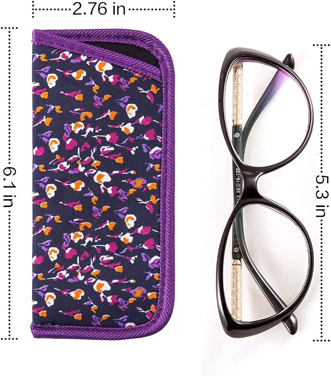 TRIUMPH VISION 3 Pack Reading Glasses Pouch Soft Case Eyeglass Sleeve Slim | Alternative to Bulky Case in bag, Lightweight Lined Padded Protect Optical lens Slip in, Cute Pattern Portable for Daily Use - Image 2