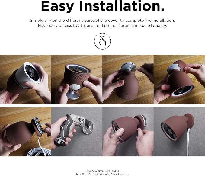 elago Outdoor Camera Cover for Google Nest Cam IQ | Infrared LED Visible, Holes for Microphone/Speaker, Camouflage, Easy Installation, All-Weather Protective Skin (Brown) - Image 7