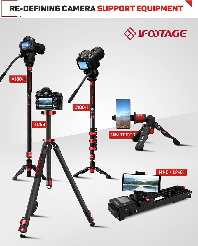 IFOOTAGE Cobra 3 Monopod A180F Professional Camera Monopod 71" | Aluminum Telescoping Video Monopod with Tripod Stand Compatible for DSLR Cameras Camcorders, Professional Camera Support - Image 5
