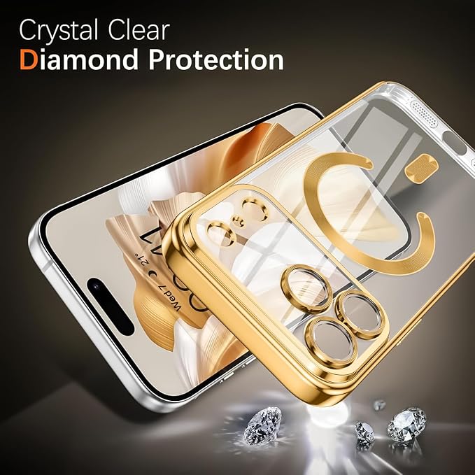 Magnetic Glossy Case for iPhone 17 Pro,iPhone 17Pro Phone Case Slim Clear Luxury with Screen Protector & Camera Protector [Compatible with MagSafe], Shockproof Cover for iPhone Pro 17-Green - Image 2
