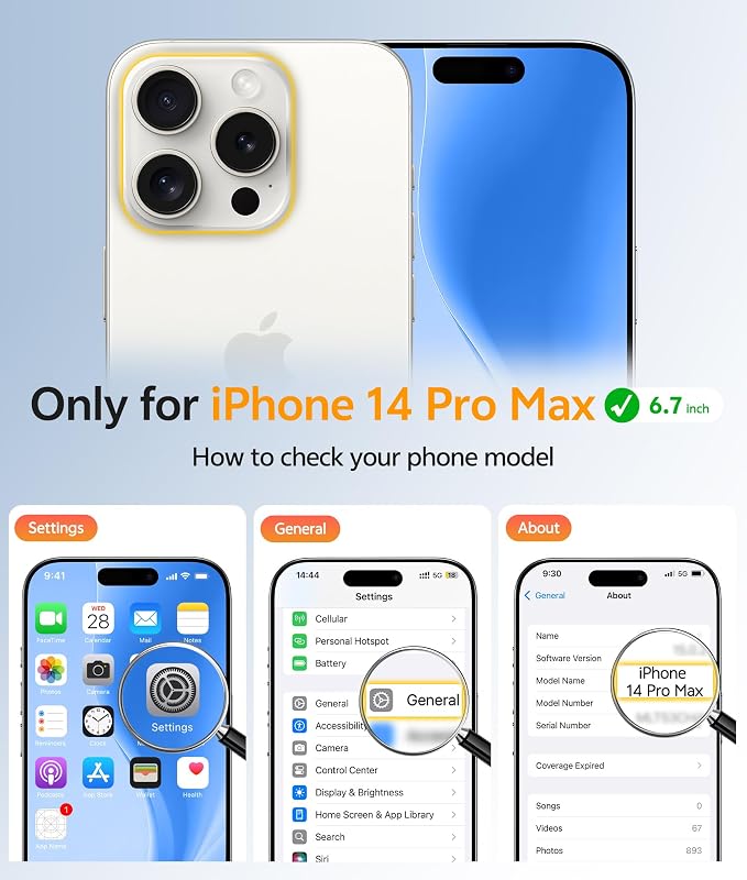 FNTCASE for iPhone 14 Pro Max Case, Fit for Magsafe, Glass Screen Protector | Full Camera Protection, Translucent Matte, 14FT Military Grade Drop Proof, Shockproof Protective Phone Cover, Ice Blue - Image 2