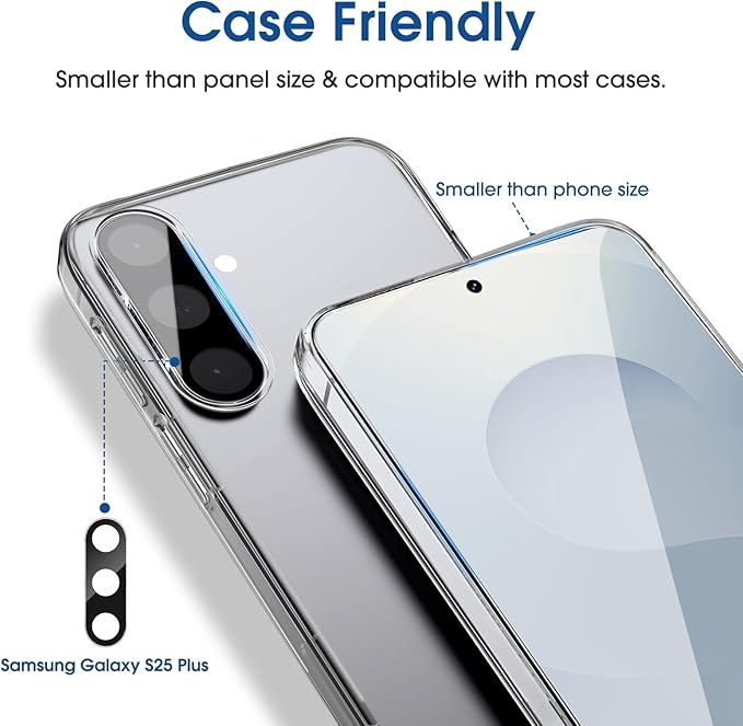 amFilm OneTouch for Samsung Galaxy S25+ Plus Screen Protector TemperedGlass | Auto-Alignment 30s Install with Camera Lens Protector, Bubble Free, Case Friendly, Anti-Scratch [2+2 Pack] (S25P-6.7'') - Image 5